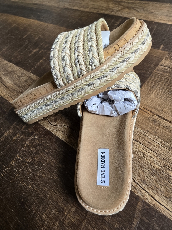 Steve Madden Shoes - Steve Madden Braided Slide Sandals in Natural Straw Size 11